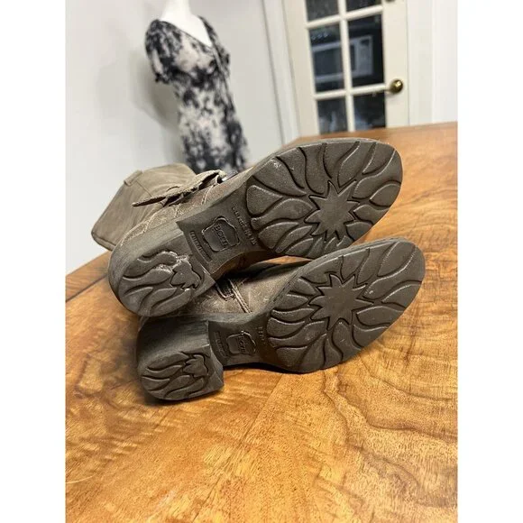 Born Women’s 6 Magda Tall Distressed Buckle Riding Boots Barnwood Brown - Picture 6 of 10